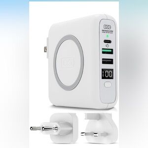 White Multi-Port Wall Charger with Digital Display